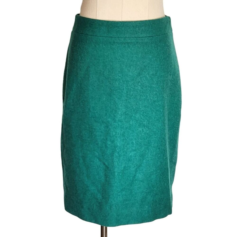 J. Crew The Pencil Skirt Vibrant Green Wool Blend Workwear Office Womens Size 0